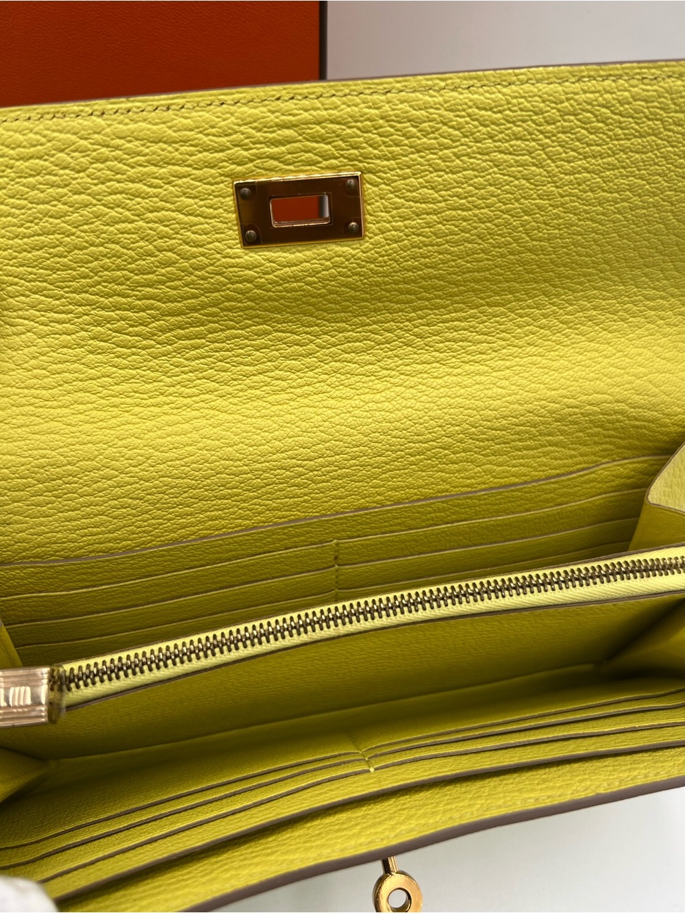 HERMES Kelly Wallet Long mysore gold hardware Unused full set 🔥😍 - Picture 7 of 9